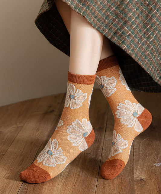 Chaussettes hautes en coton jacquard épais, faites à la main - Amawinc