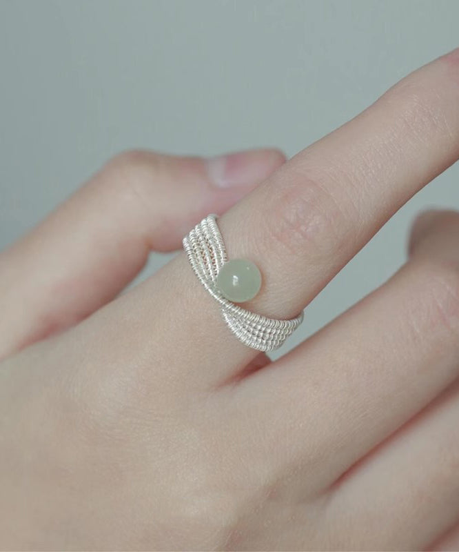 Bagues en argent sterling et jade tissées à la main - Amawinc