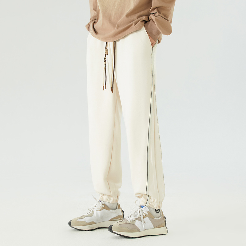 Joggers Retrocut Happy Trooper en Coton Lavé avec Bandes Latérales Contrastées et Taille Élastique