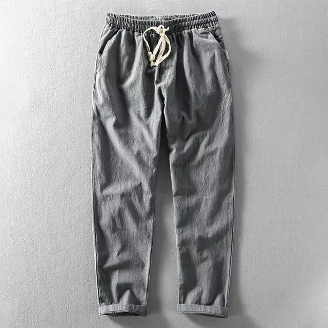 Harajuku Pantalon En Lin Décontracté Avec Taille Élastique Et Cordon Contrastant Pour Une Silhouette Épurée