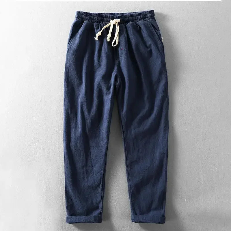 Harajuku Pantalon En Lin Décontracté Avec Taille Élastique Et Cordon Contrastant Pour Une Silhouette Épurée