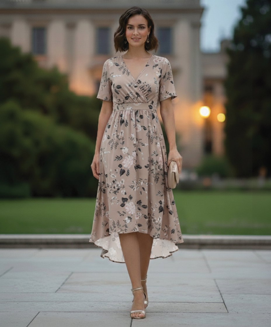 Robe Midi Cache-Coeur Kathy Amawinc Légère Et Fluide Idéale Pour Sorties Printanières Jardins Et Mariages