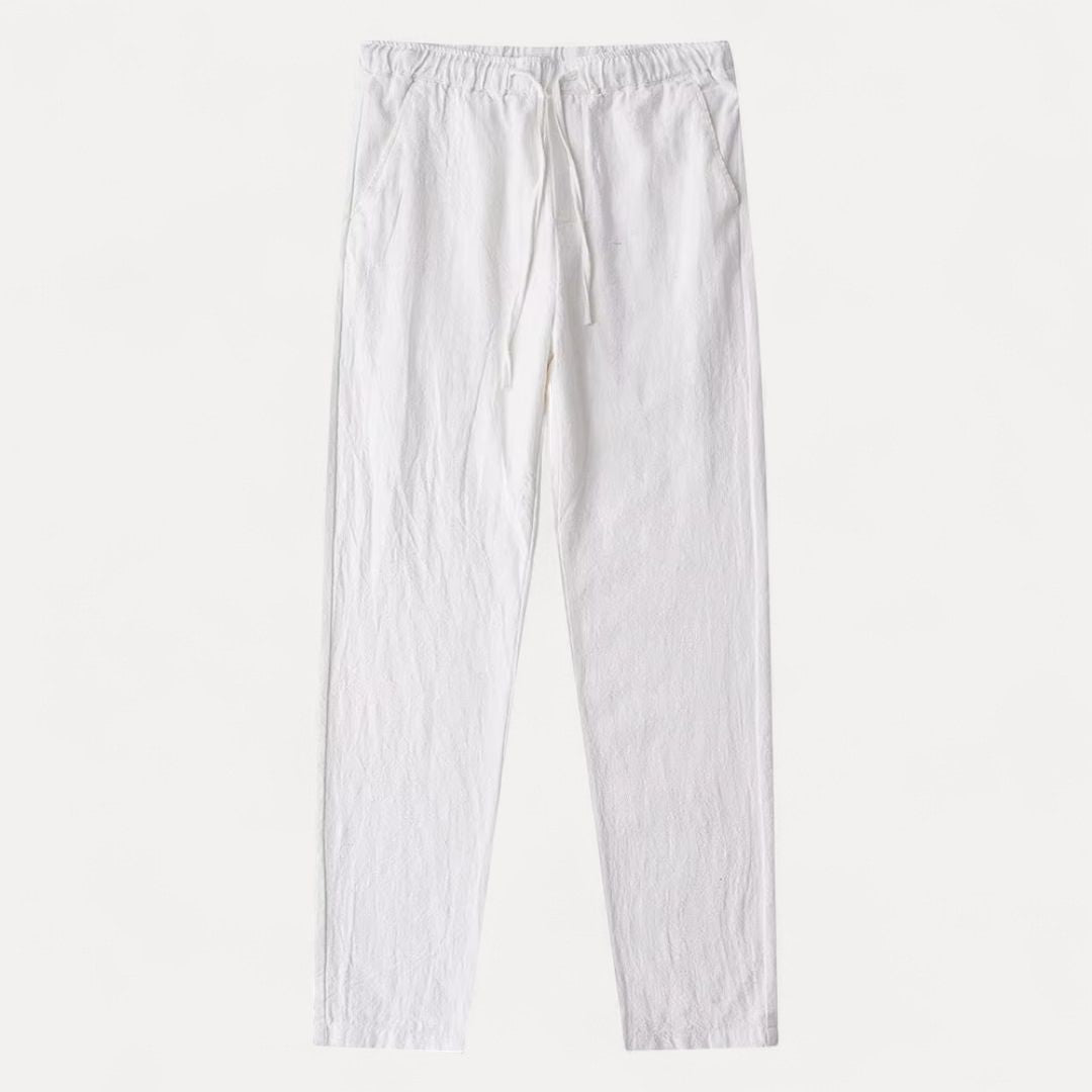 Pantalon En Lin À Cordon De Serrage Confortable Avec Taille Ajustable Poches Latérales Et Jambe Fuselée Respirant