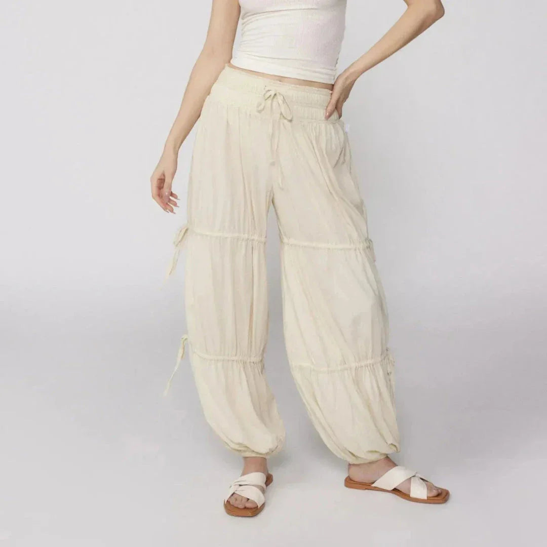 Pantalon Lounge Harshay Boho À Cordon Avec Volants En Couches Pour Détente Quotidienne