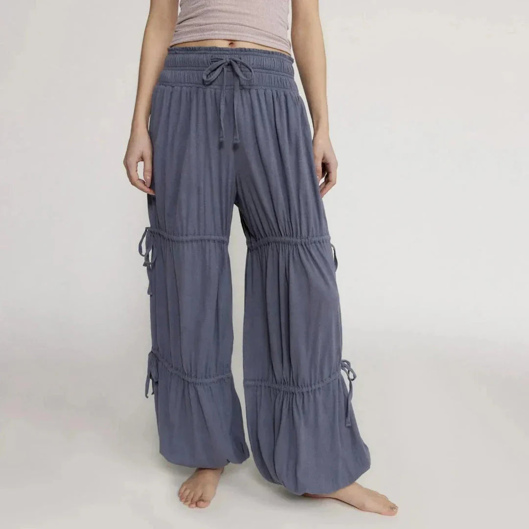 Pantalon Lounge Harshay Boho À Cordon Avec Volants En Couches Pour Détente Quotidienne