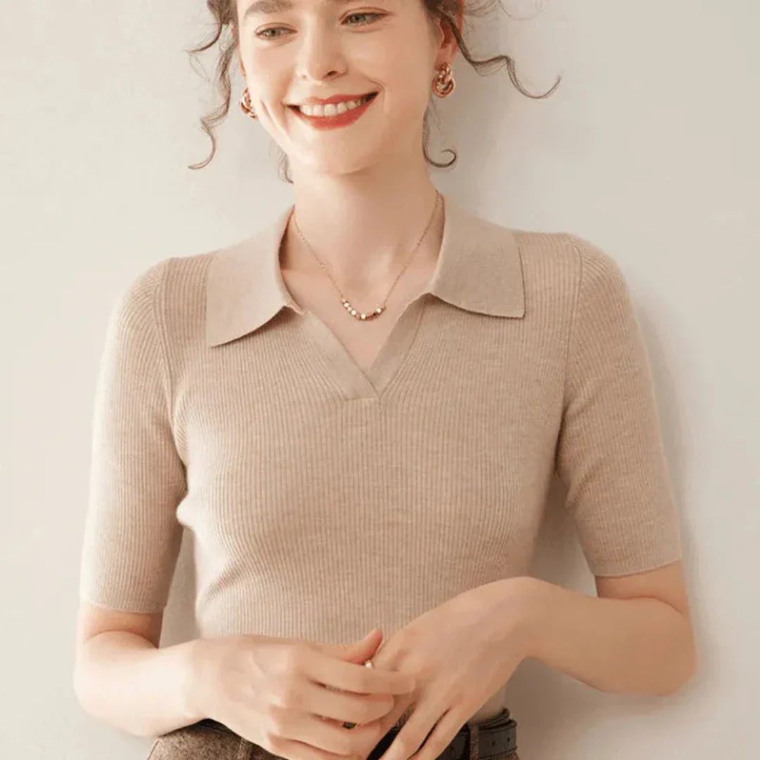 Hattie Polo Tricot 100 Pourcent Cachemire Col Polo Slim Fit Élégance Intemporelle Polyvalente Pour Quotidien Et Bureau