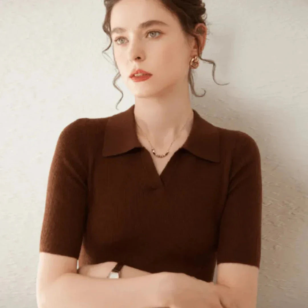 Hattie Polo Tricot 100 Pourcent Cachemire Col Polo Slim Fit Élégance Intemporelle Polyvalente Pour Quotidien Et Bureau