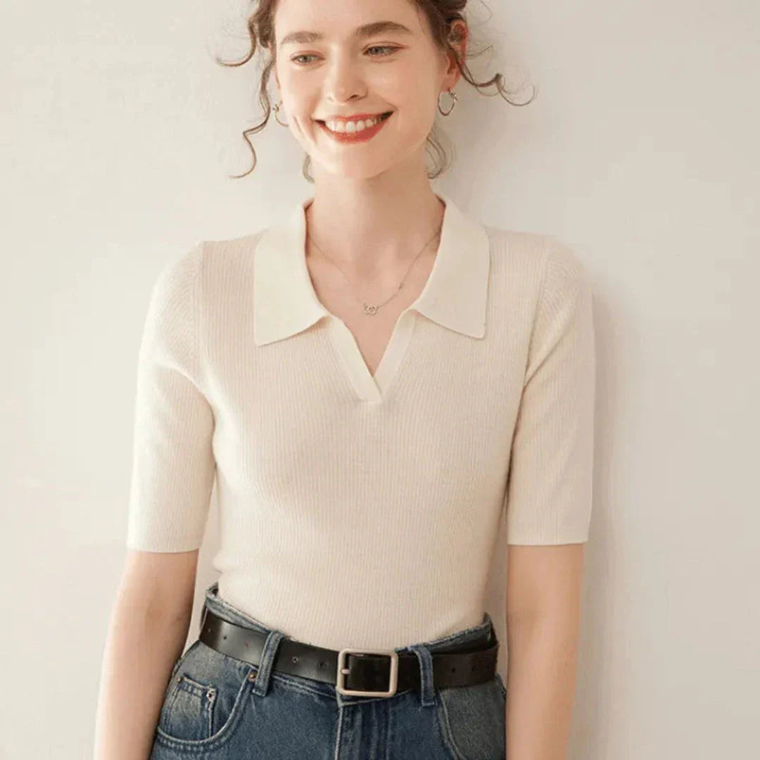 Hattie Polo Tricot 100 Pourcent Cachemire Col Polo Slim Fit Élégance Intemporelle Polyvalente Pour Quotidien Et Bureau
