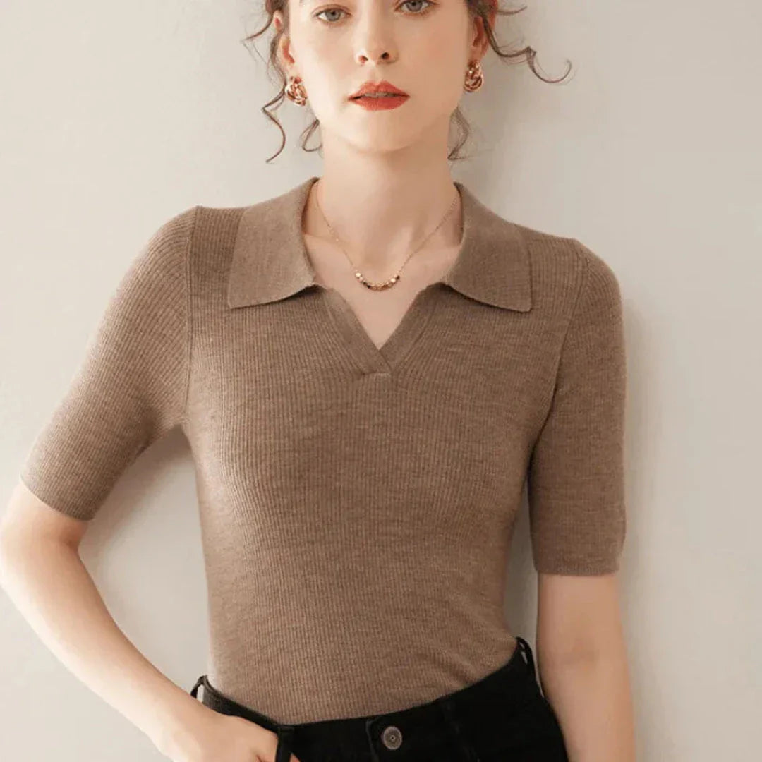 Hattie Polo Tricot 100 Pourcent Cachemire Col Polo Slim Fit Élégance Intemporelle Polyvalente Pour Quotidien Et Bureau