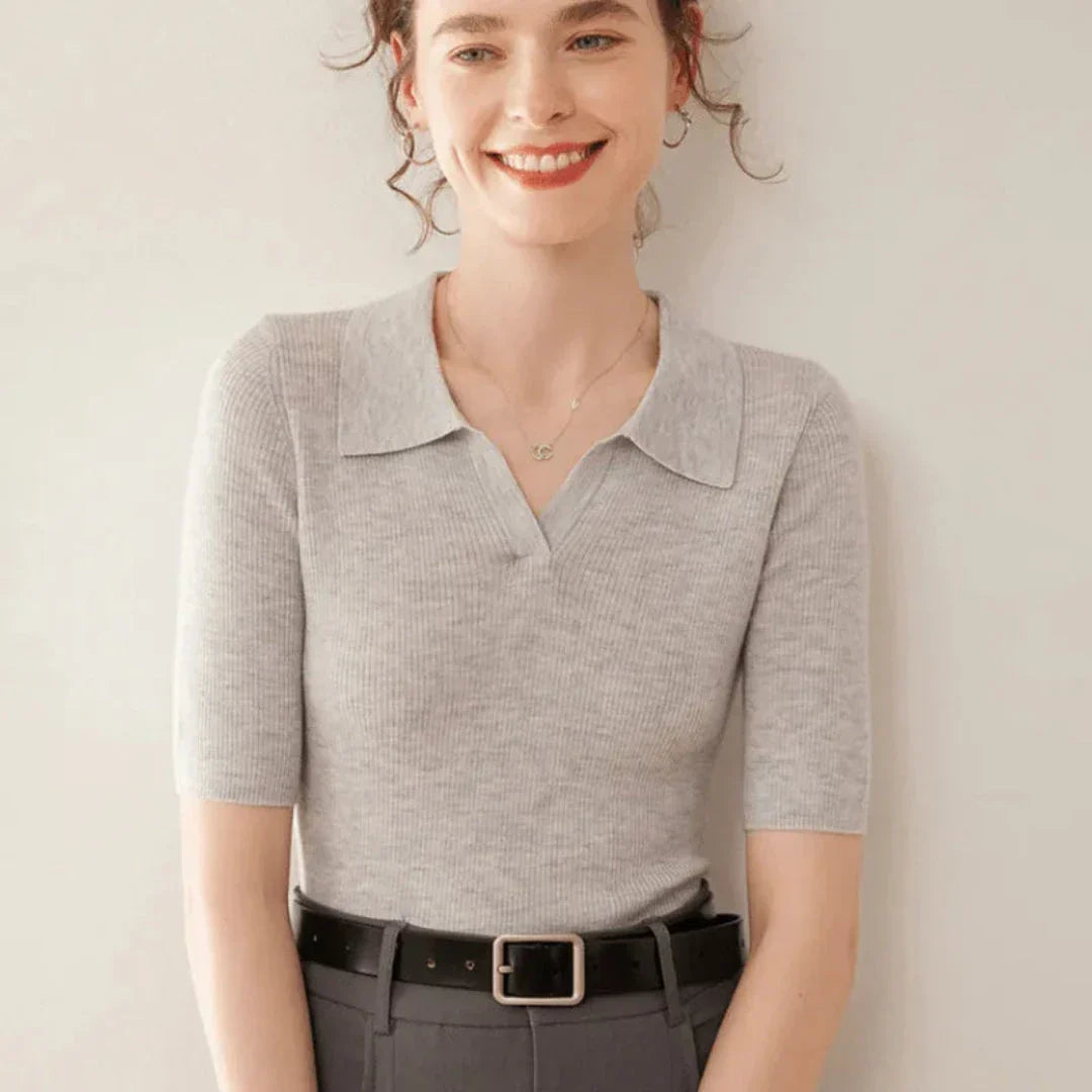 Hattie Polo Tricot 100 Pourcent Cachemire Col Polo Slim Fit Élégance Intemporelle Polyvalente Pour Quotidien Et Bureau