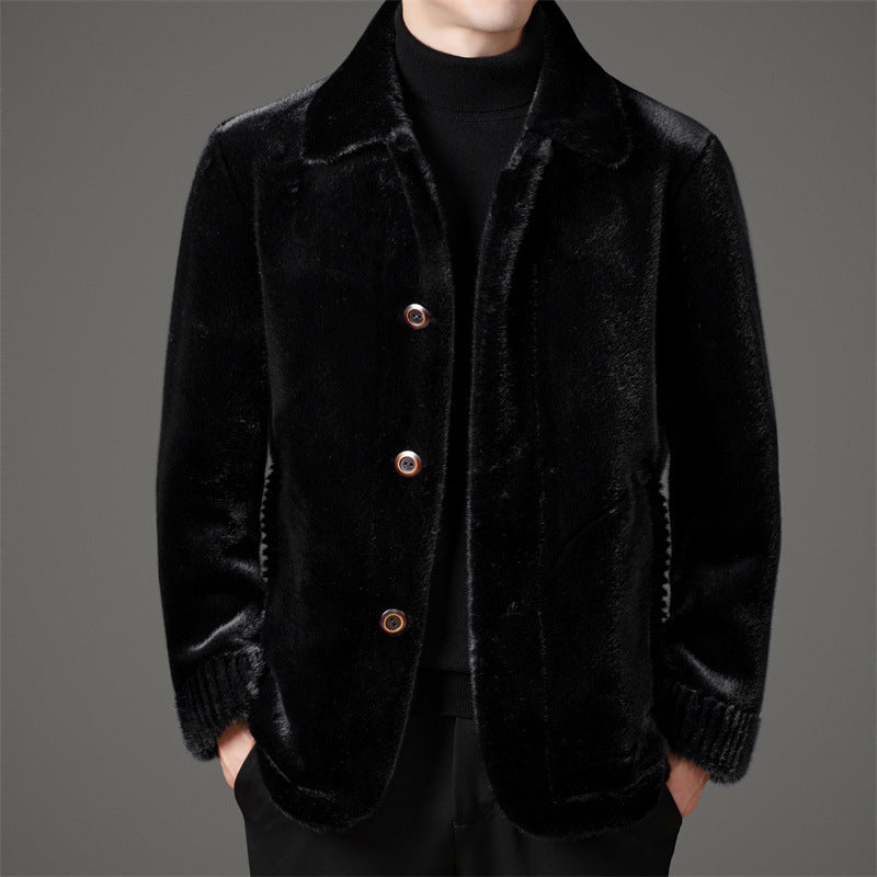 Veste Pour Homme Regular Fit En Fausse Fourrure Avec Col Boutonné Devant Pour Hiver Décontracté