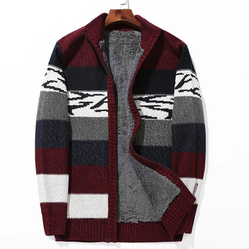 Cardigan Patchwork En Laine À Blocs De Couleur Doublure Sherpa Léger Zip Plastique Coupe Droite