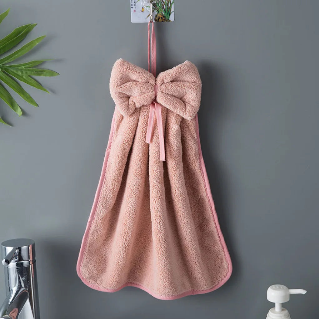 Serviettes Velours Corail Charme Noeud Papillon Microfibre Ultra Douces Séchage Rapide Absorbantes Cuisine Salle De Bain