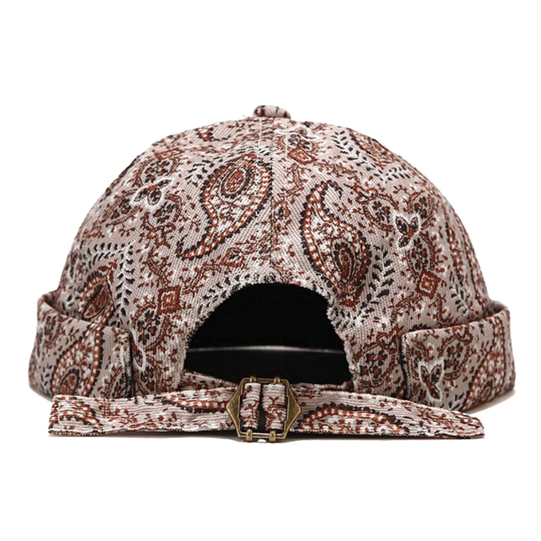 Casquette Docker Sans Visière Motif Paisley En Tissu Twill Coton Réglable Style Vintage