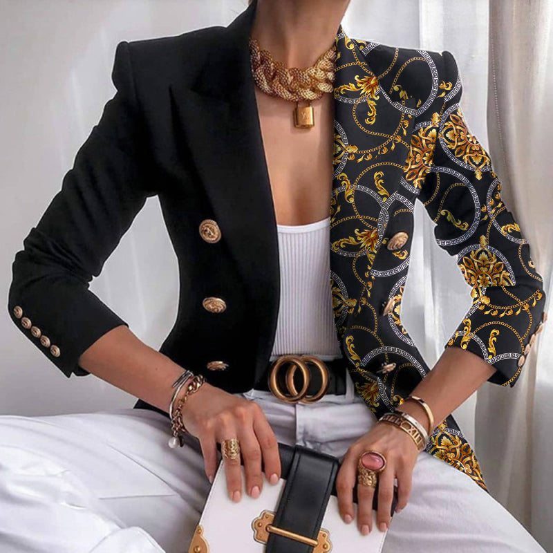 Eleanor Blazer Femme Boutonné À Panneaux Contrastants Pour Bureau Professionnel Élégant Moderne