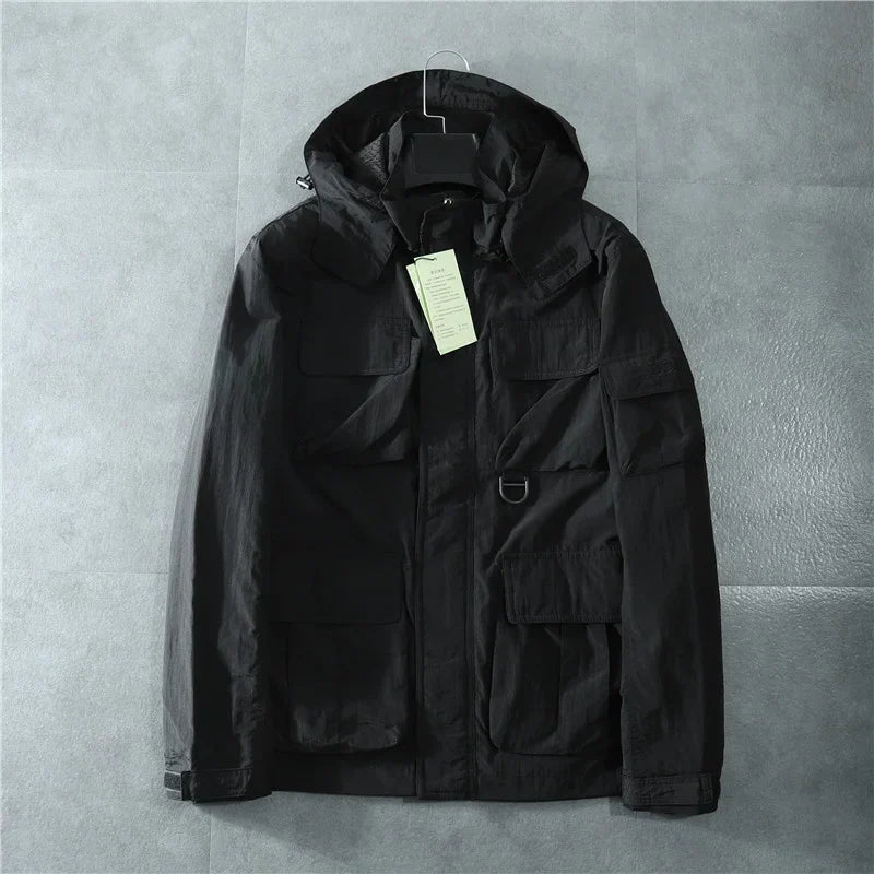 Veste Doudoune Tactique Hawk Imperméable Avec Capuche Amovible Poches Multiples Style Intemporel Coutures Renforcées
