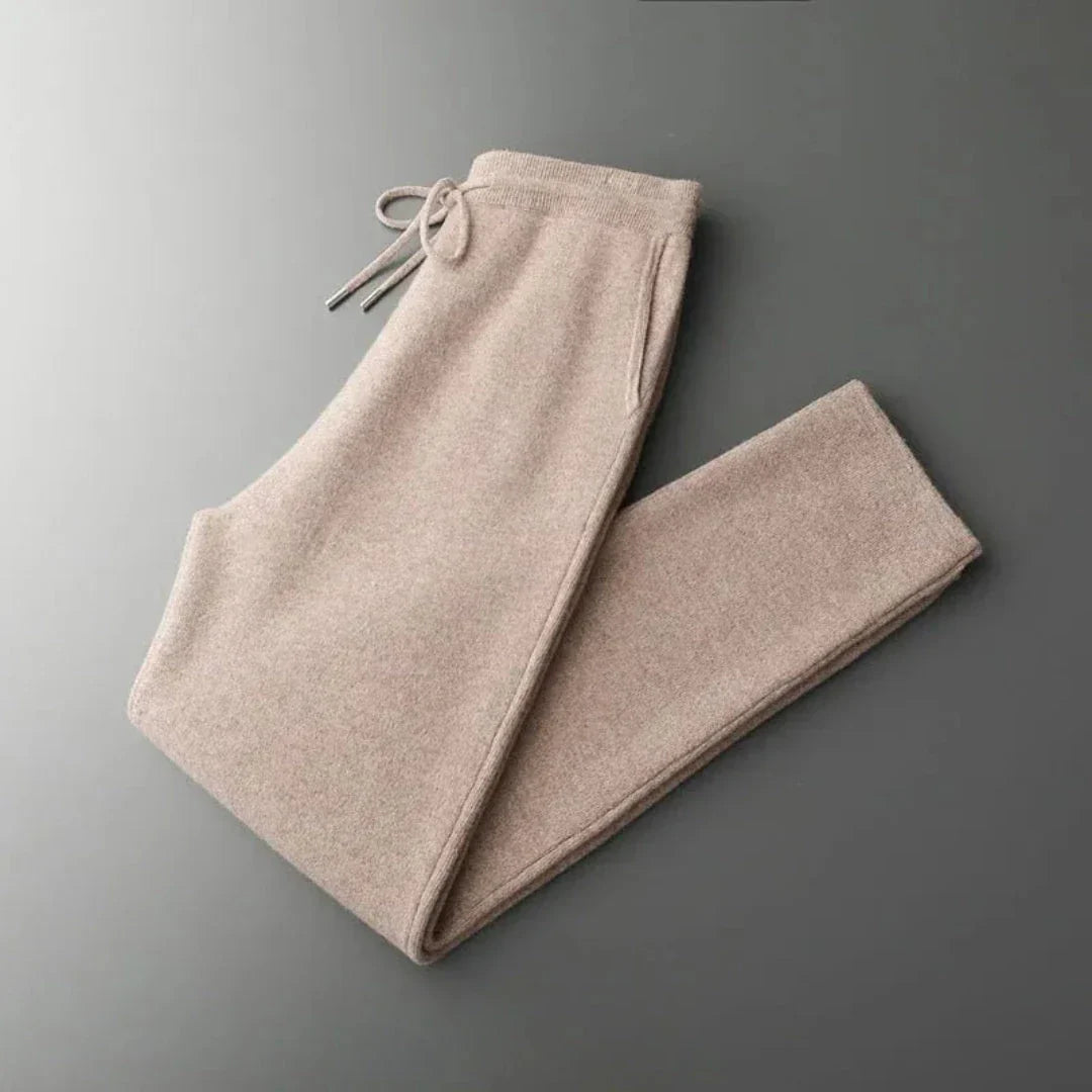 Pantalon De Détente En Laine Mérinos Chinée À Coupe Slim Moderne Avec Taille Ajustable Et Cordon