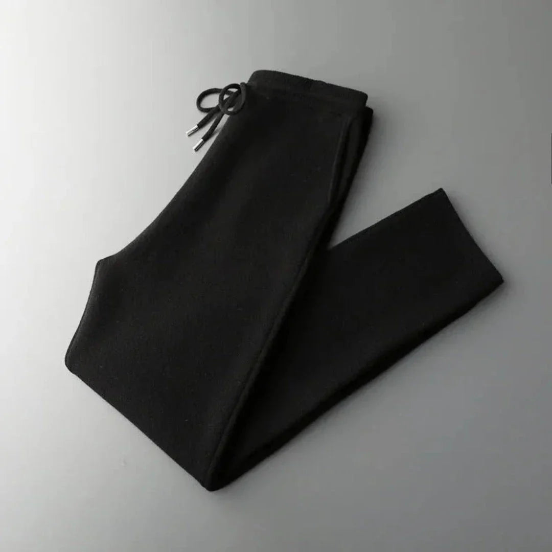 Pantalon De Détente En Laine Mérinos Chinée À Coupe Slim Moderne Avec Taille Ajustable Et Cordon