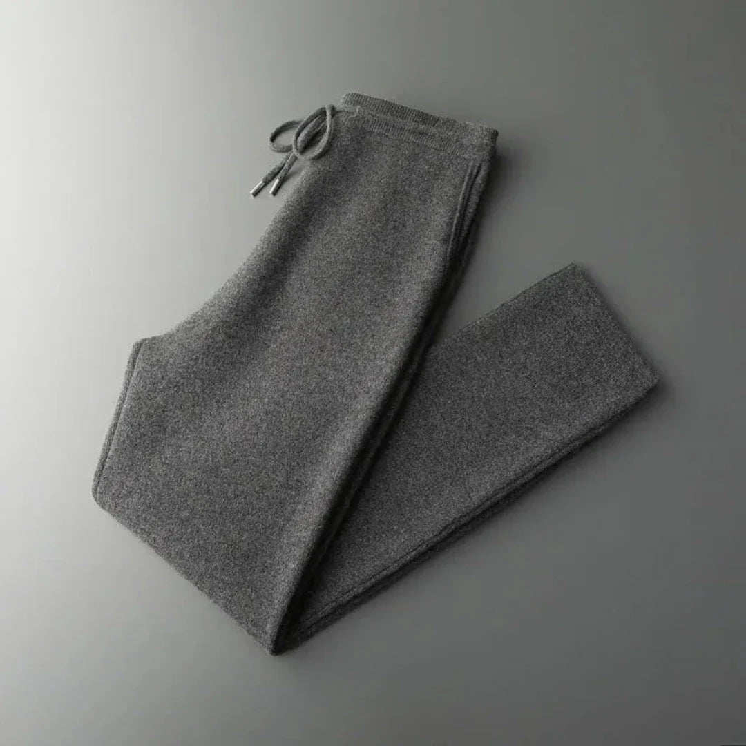 Pantalon De Détente En Laine Mérinos Chinée À Coupe Slim Moderne Avec Taille Ajustable Et Cordon