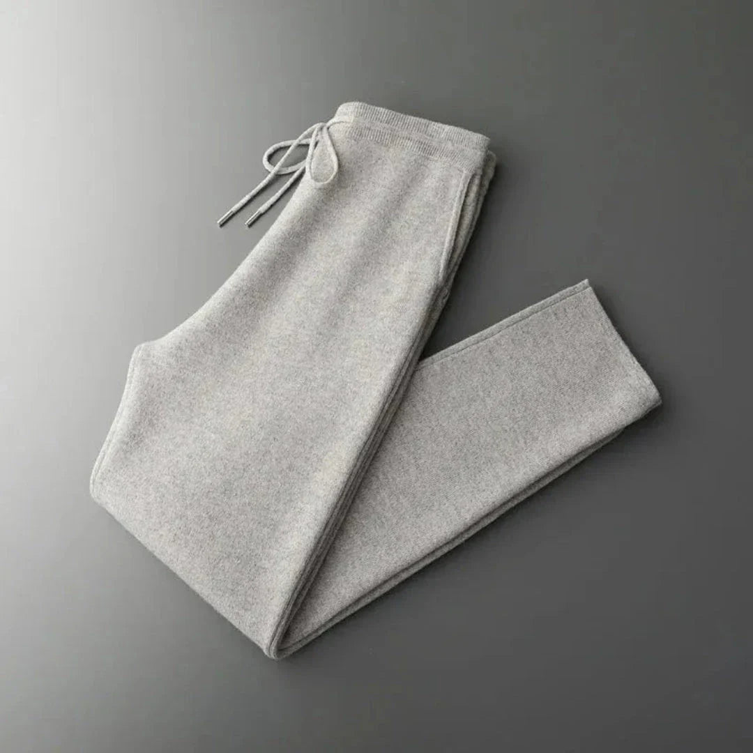 Pantalon De Détente En Laine Mérinos Chinée À Coupe Slim Moderne Avec Taille Ajustable Et Cordon