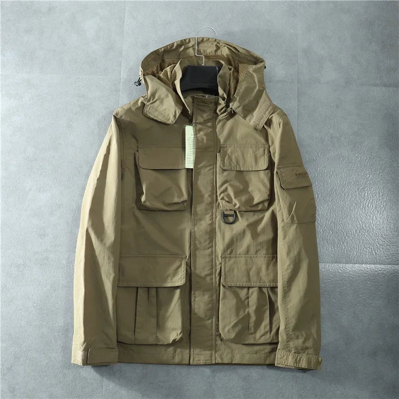 Veste Doudoune Tactique Hawk Imperméable Avec Capuche Amovible Poches Multiples Style Intemporel Coutures Renforcées