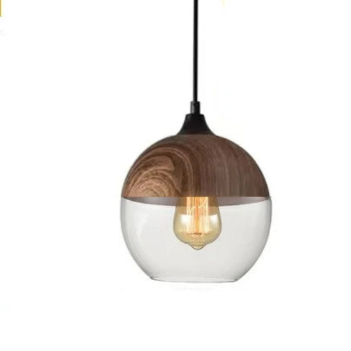 Luxuriöse Jevaglo™ Glas- und Holz-Pendelleuchte