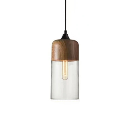 Luxuriöse Jevaglo™ Glas- und Holz-Pendelleuchte