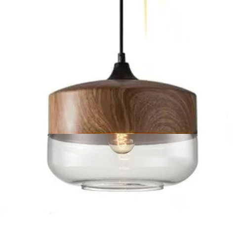 Luxuriöse Jevaglo™ Glas- und Holz-Pendelleuchte