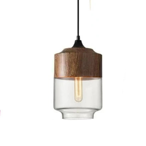 Luxuriöse Jevaglo™ Glas- und Holz-Pendelleuchte