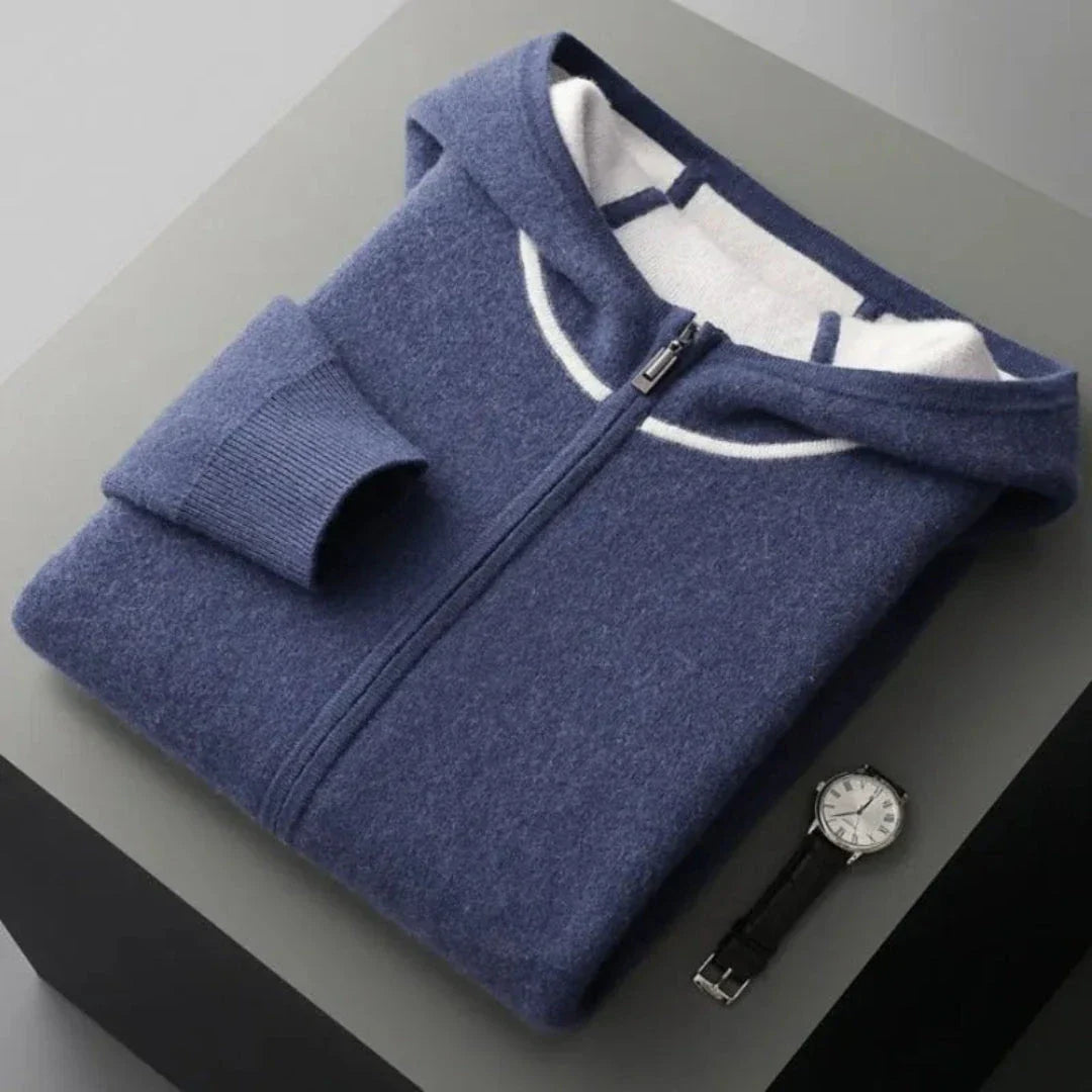 Ensemble Cachemire Et Laine Henry Avec Hoodie Zippé Et Pantalon Coupe Décontractée Pour Confort Quotidien