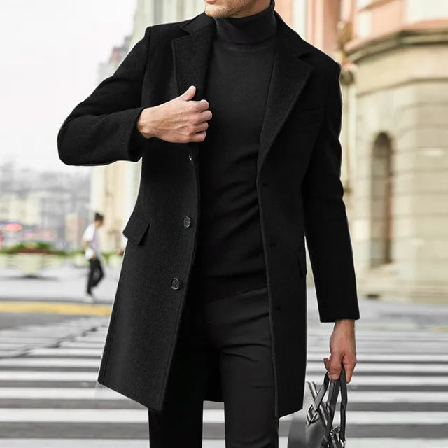 Manteau Homme Oliver Élégant Style Bureau Hiver En Laine Pardessus Chaleur Professionnelle Amawinc