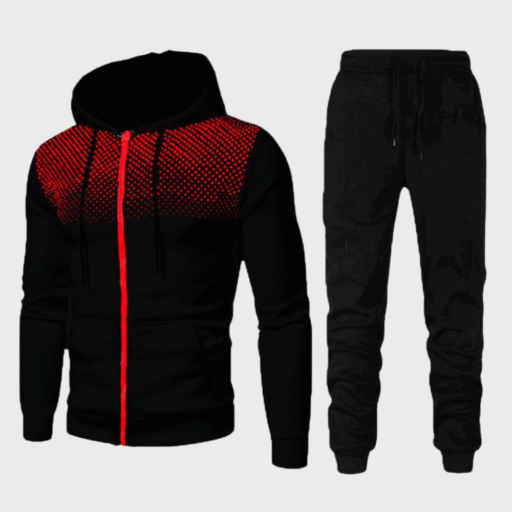 Ensemble Survêtement Homme Décontracté Avec Sweat À Capuche Zippé Et Pantalon Jogger À Coupe Ajustée Olive Noir