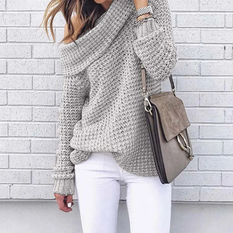 Augusta Off-Shoulder Knit Sweater for Autumn