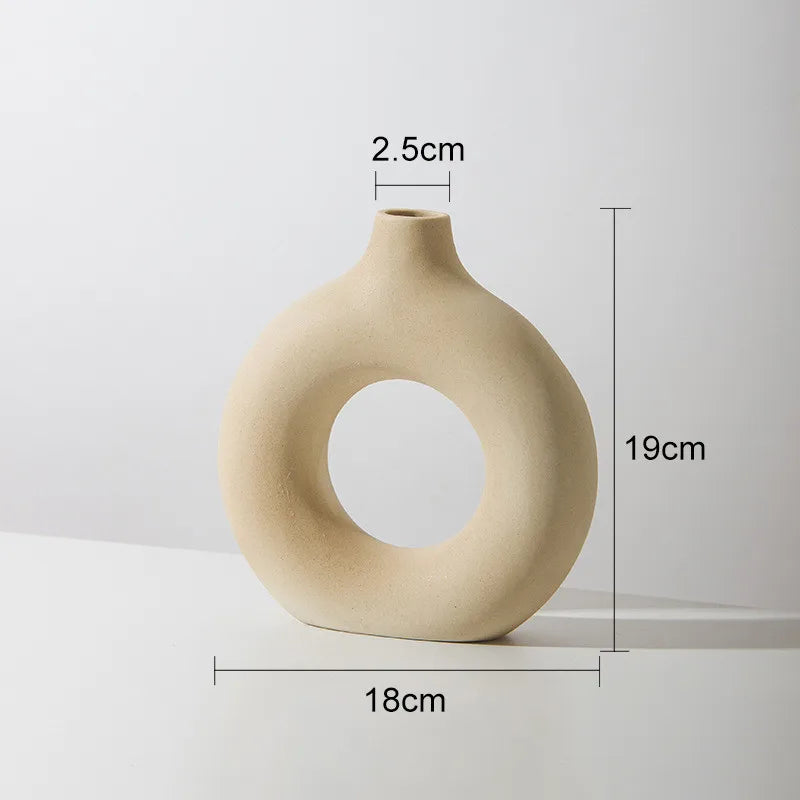 Vase Circulaire En Céramique Hadran Design Scandinave Minimaliste Pour Décoration Moderne Élégante