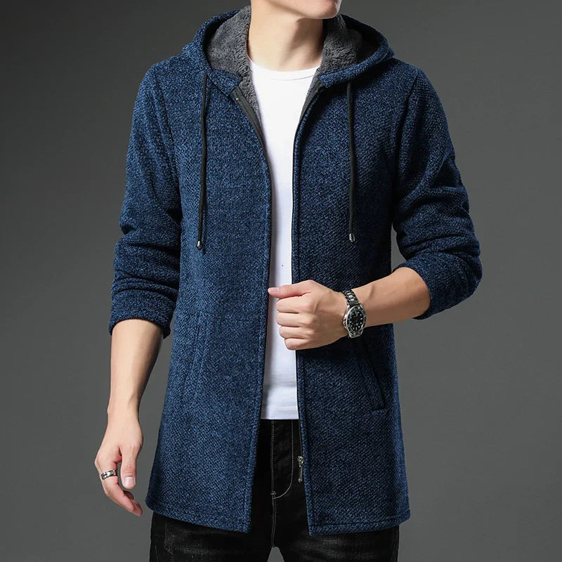 Veste En Laine Chenille Amawinc Finnian Pour Homme Avec Fermeture Eclair Capuche Doublee Polaire Et Poignets Coteles
