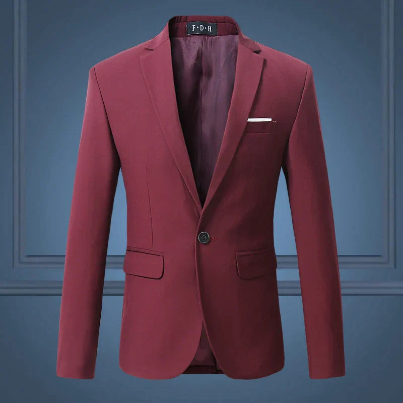 Blazer Homme Coupe Ajustée À Bouton Unique Avec Revers Notch Design Classique Pour Élégance Smart Casual