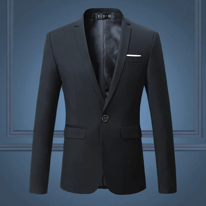 Blazer Homme Coupe Ajustée À Bouton Unique Avec Revers Notch Design Classique Pour Élégance Smart Casual