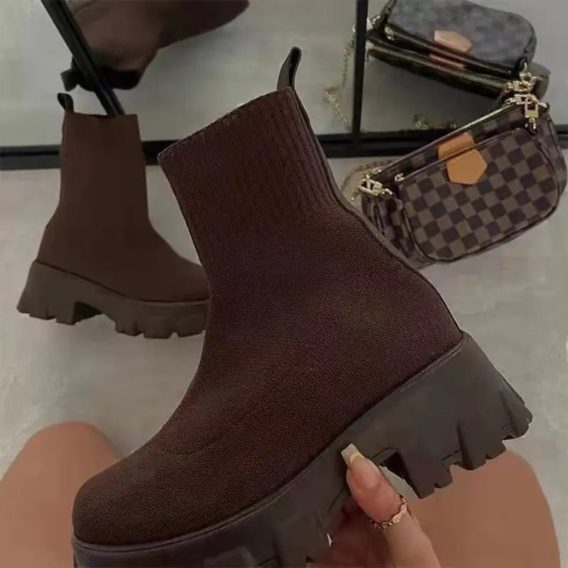 Bottines Chaussettes Montantes Pour Femme Amawinc Avec Plateforme Confort Et Style Urbain