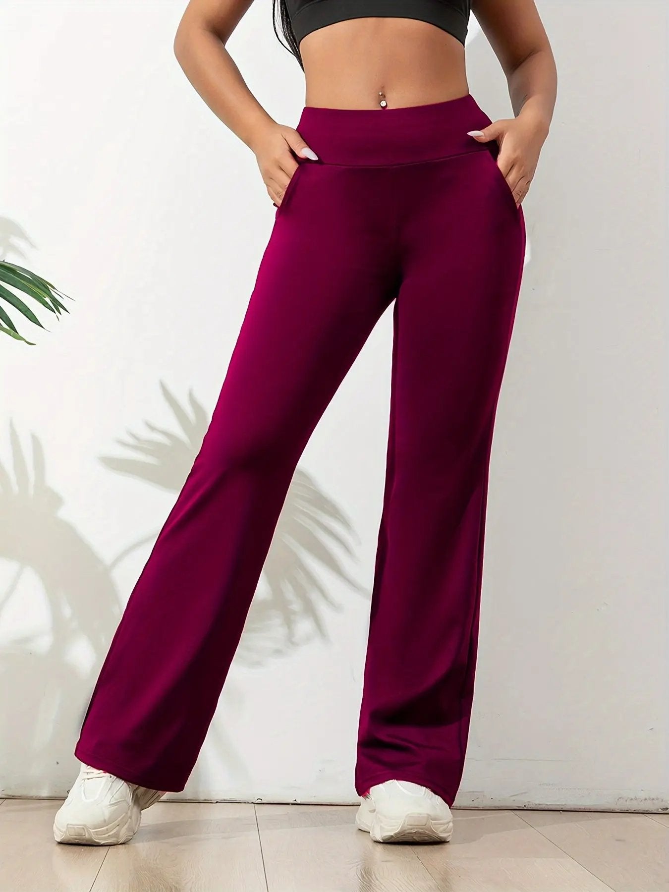 Pantalon de Yoga Taille Haute pour Femmes Flexible et Élégant avec Poches Latérales Pratiques