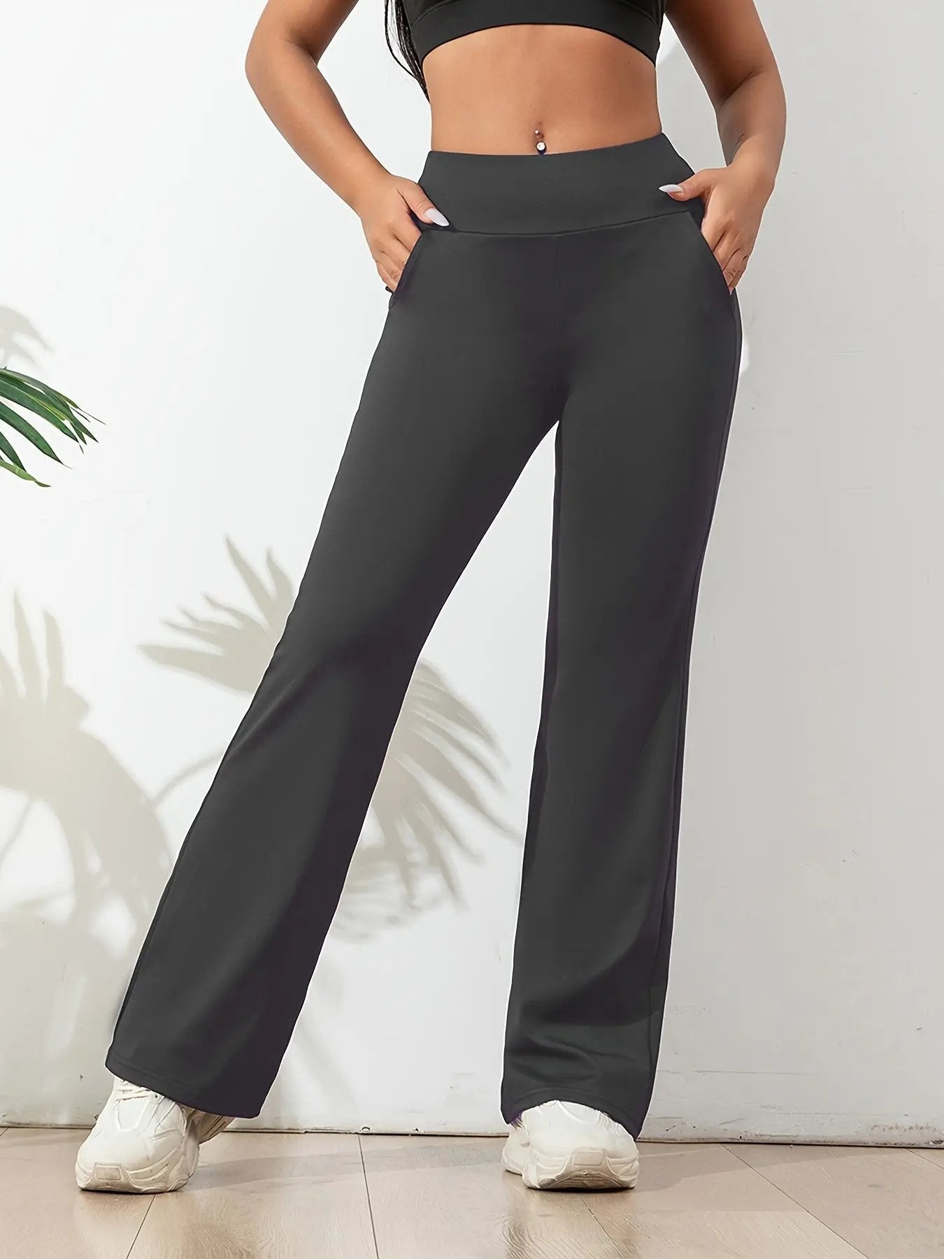 Pantalon de Yoga Taille Haute pour Femmes Flexible et Élégant avec Poches Latérales Pratiques