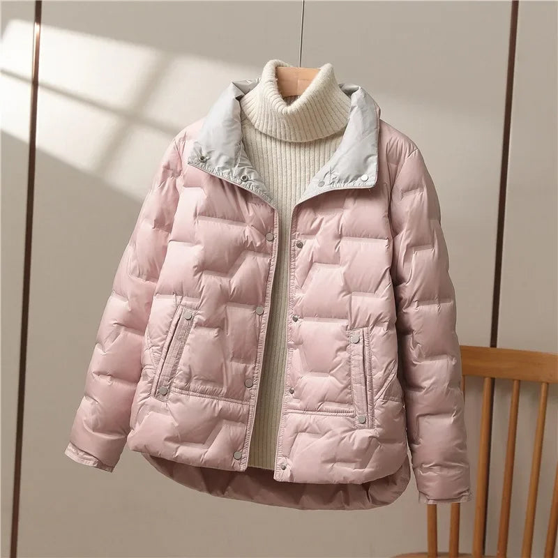 Veste Matelassée Duvet Léger Avec Col Haut Silhouette Chic Et Isolation Adaptée Pour Hiver
