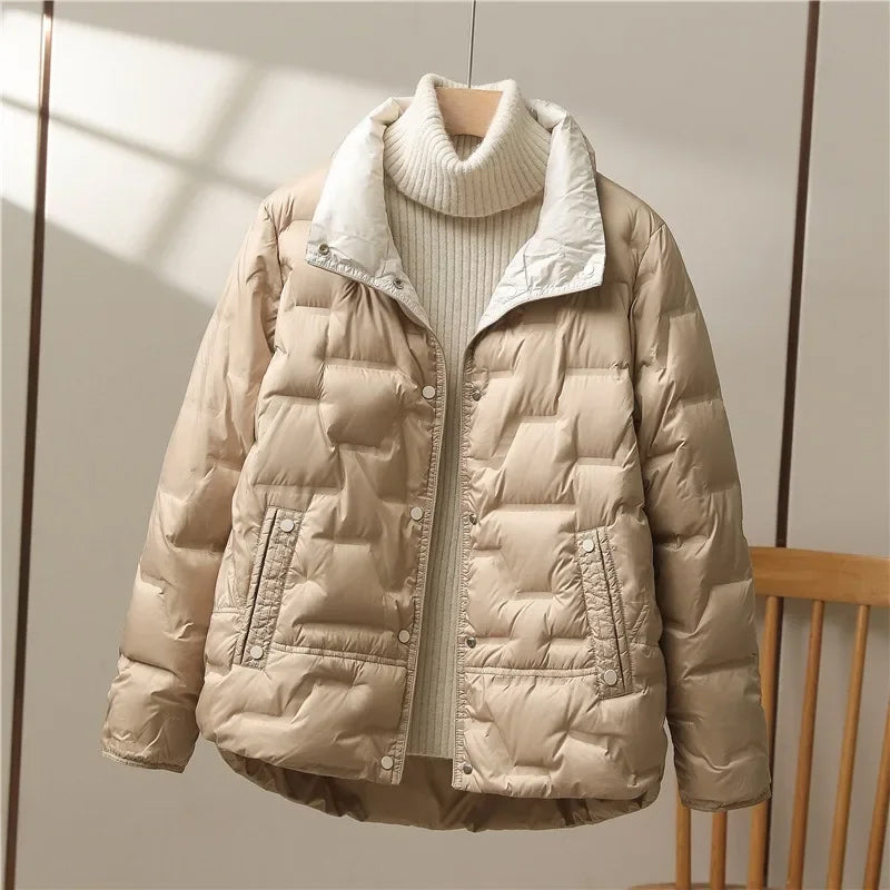 Veste Matelassée Duvet Léger Avec Col Haut Silhouette Chic Et Isolation Adaptée Pour Hiver