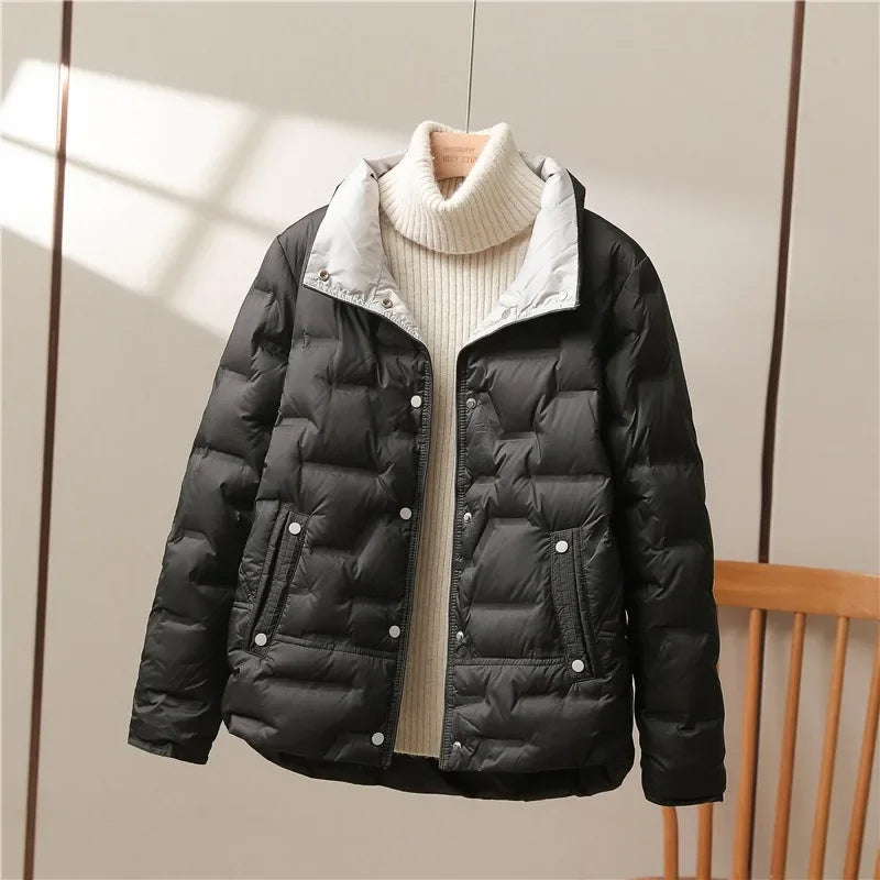 Veste Matelassée Duvet Léger Avec Col Haut Silhouette Chic Et Isolation Adaptée Pour Hiver
