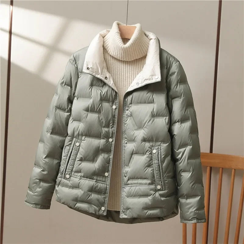 Veste Matelassée Duvet Léger Avec Col Haut Silhouette Chic Et Isolation Adaptée Pour Hiver
