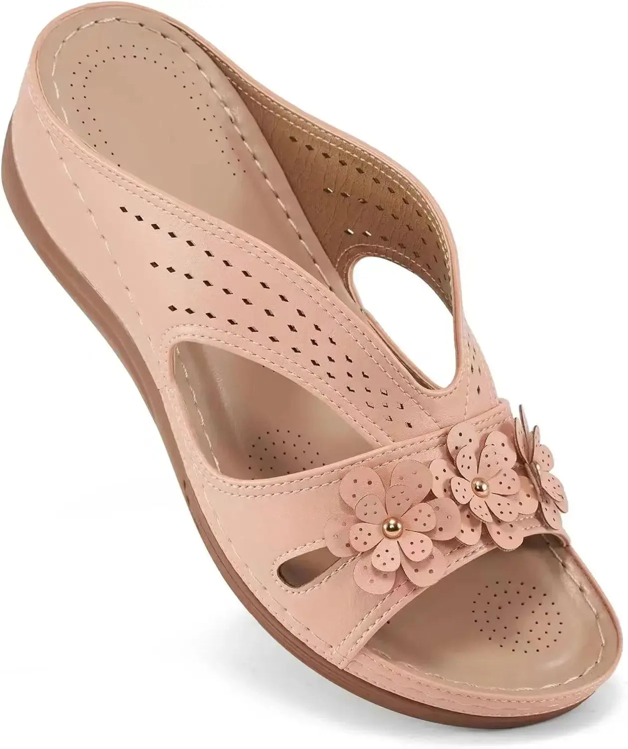 Sandales Ajourées À Semelles Compensées Pour Femmes Blanche Confortables Élégantes Été Amawinc