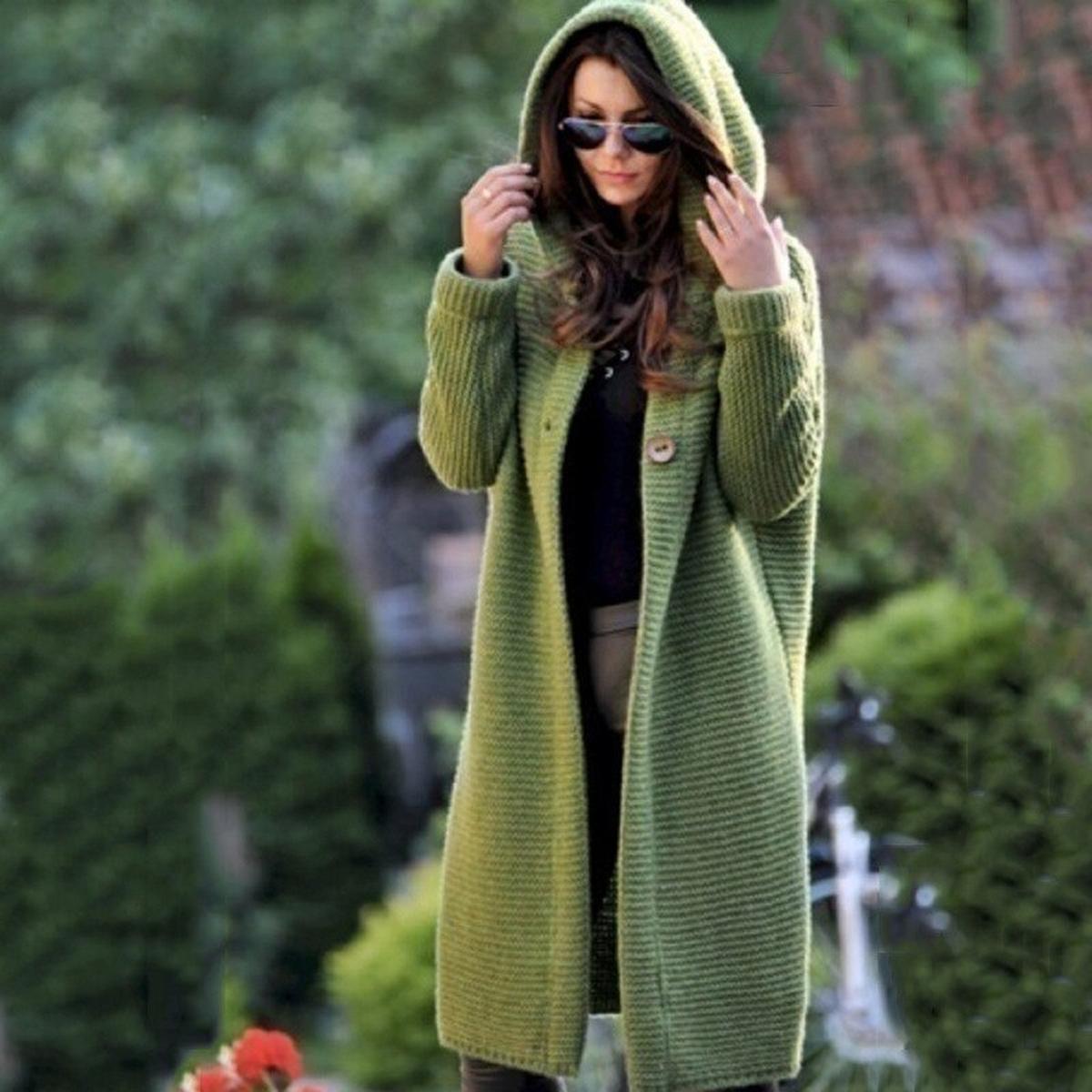 Amawinc Cardigan Maxi En Maille Confortable À Capuche Pour Femmes Super Doux Et Décontracté