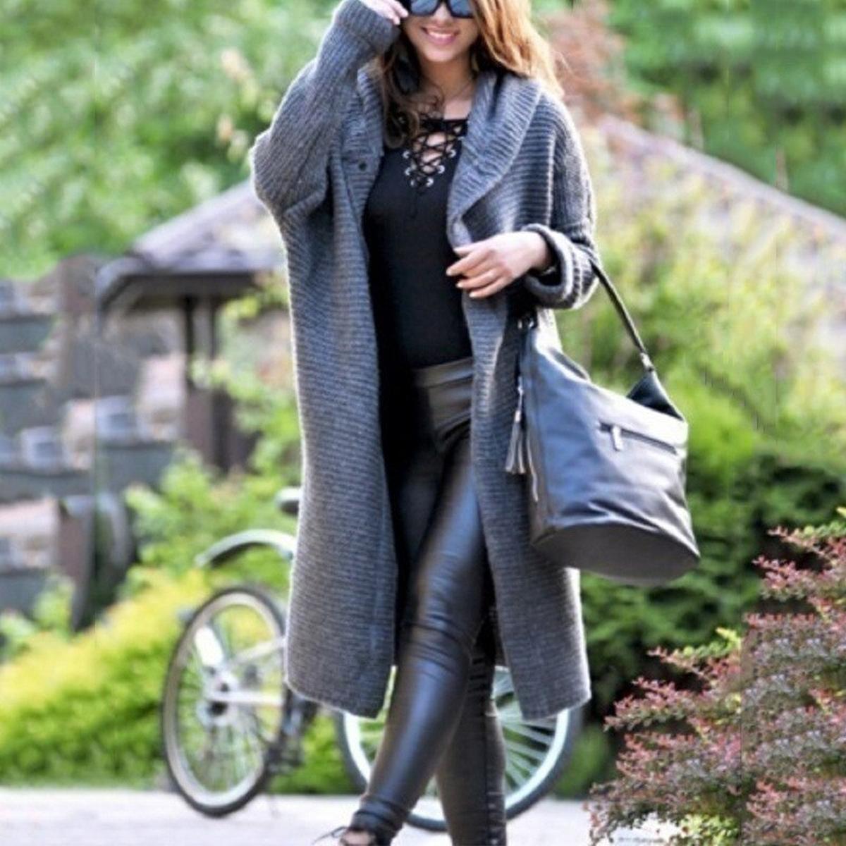 Amawinc Cardigan Maxi En Maille Confortable À Capuche Pour Femmes Super Doux Et Décontracté