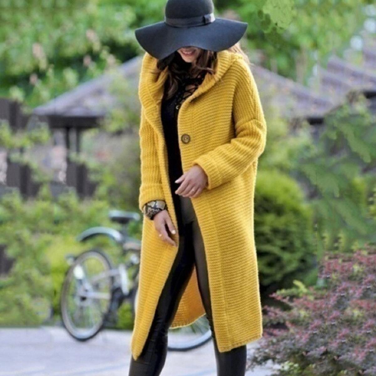 Amawinc Cardigan Maxi En Maille Confortable À Capuche Pour Femmes Super Doux Et Décontracté