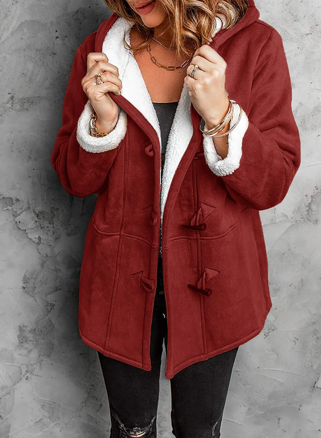 Manteau Hiver Pour Femme Capuche Avec Boutons Toggles Confort Et Style Classique Pour Temps Froid