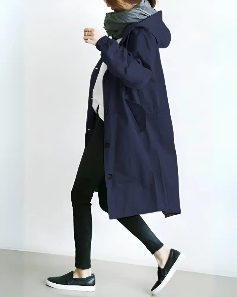 Manteau Trench À Capuche Pour Femme Élégant Léger Et Chaud Amawinc Pour Journée Urbaine